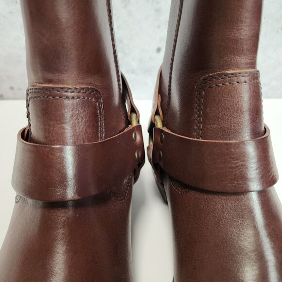 FRYE Sam Harness Mens Boots 8M Dark Brown Leather Mid-Calf Back Zipper - Picture 12 of 16